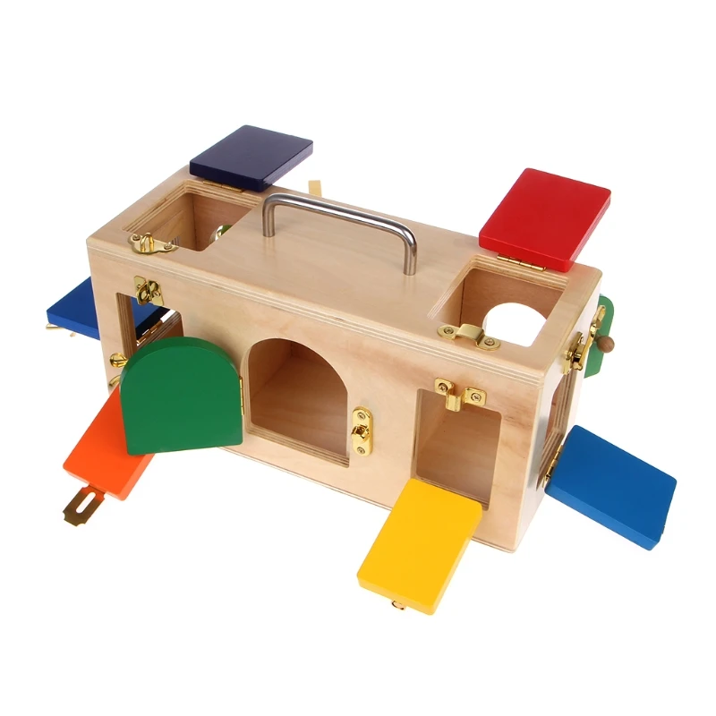 Children Love Interesting Montessori Colorful Lock Box Kids Children Educational Preschool Training Toys