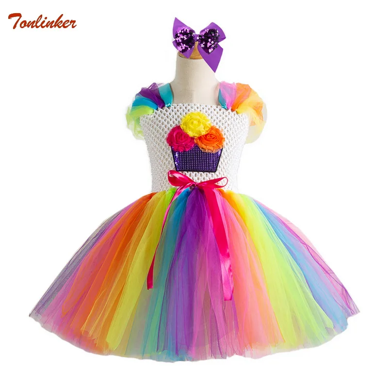 

Hair Hoop Girls Unicorn Tutu Dress Princess Kids Party Dress Girls Christmas Halloween Rainbow Pony Cosplay Costume 2-10T New