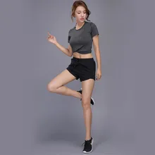 Женский набор для йоги рубашка для пробежек+ шорты быстросохнущая Спортивная одежда для бега спортивный костюм женская спортивная одежда