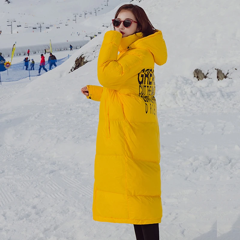 SVESIA Winter Women's Parkas Trend Letter Hooded Women Parka Coats Jackets