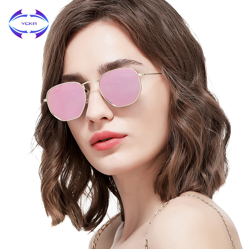 

VCKA 2019 Classic Reflective Sunglasses Women Hexagon Retro Polarized Sun glasses HD UV400Eyewear Oculos Gafas De Sol Shades