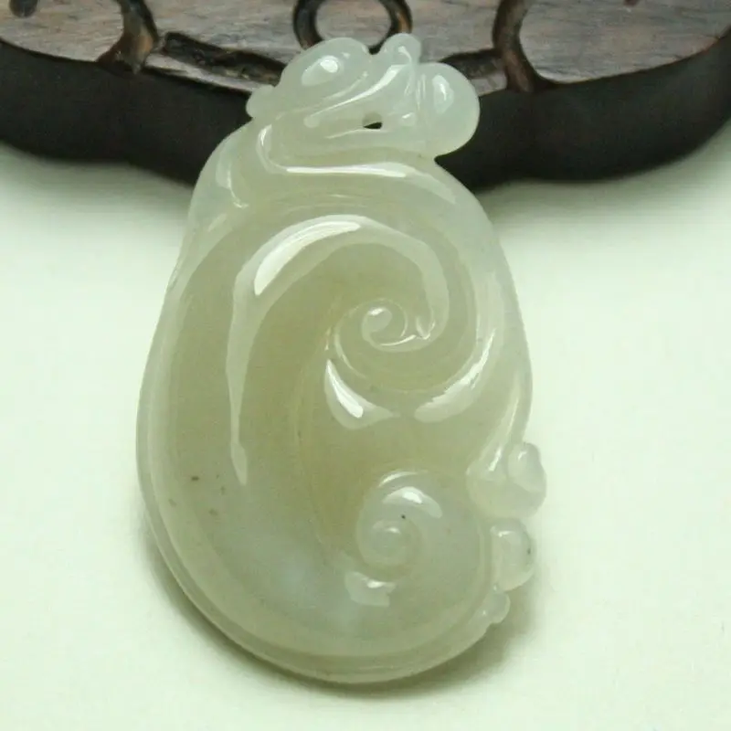 

Certified 100% Natural Yellow A Jade Jadeite Pendant Handmade Ru yi Pi xiu 69