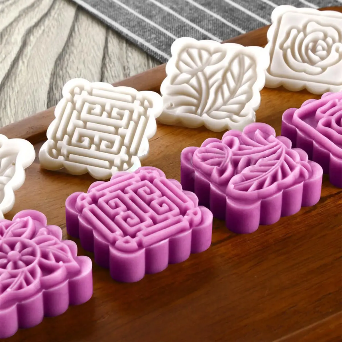 DIY Mold Square Baking Mooncake Pastry Biscuit Cake Mould Gadget With 8 Stamps