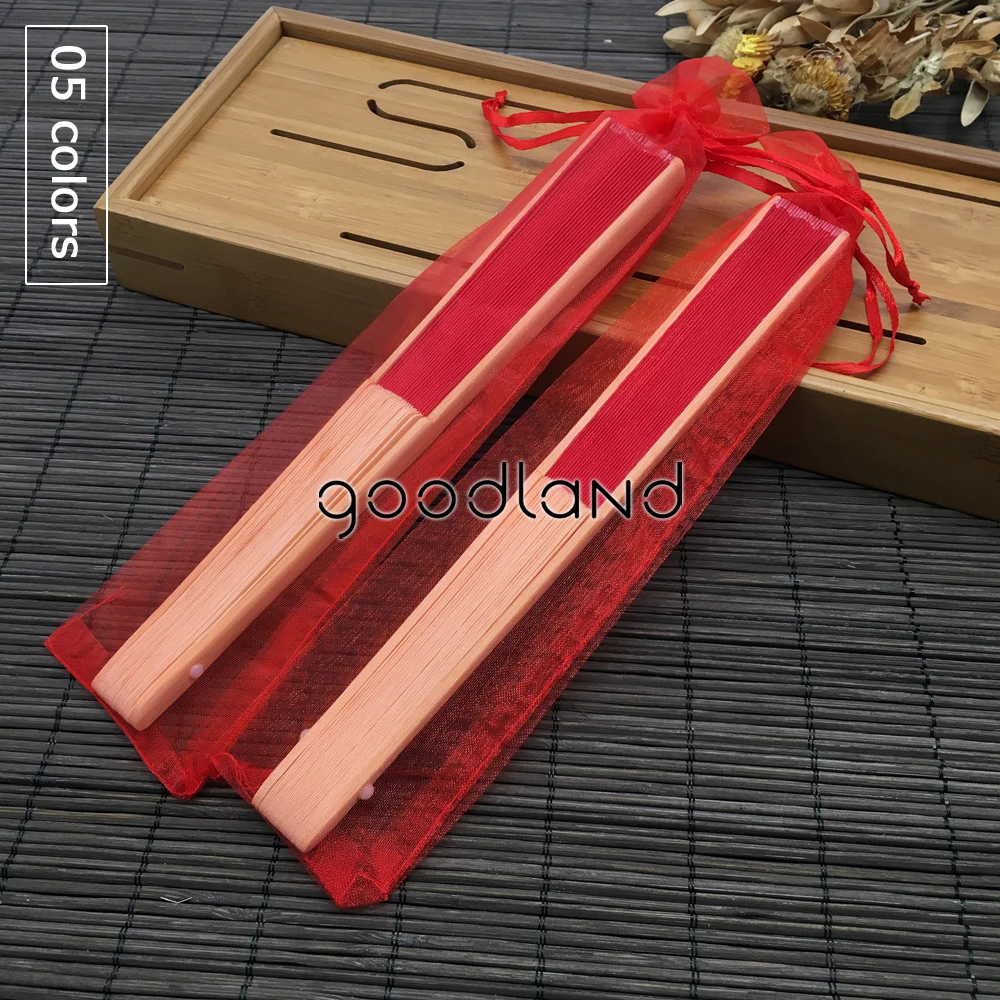  Free Shipping 30pcs/lot Personalized Plain Multi-colors Fabric Folding Held Hand Fan with Organza B - 32804130623