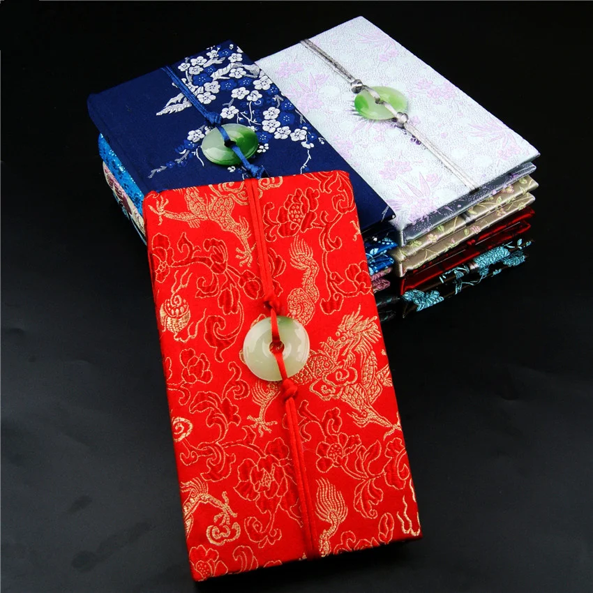 

Jade button Chinese Hardcover Notebook Gift Color Adult Diary Traditional Silk Brocade Ethnic Craft Notepad Notebook 1pcs