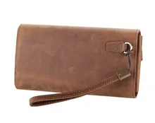 Vintage Cowboy Crazy Horse Genuine Leather Men Clutch Bag genuine leather men Wallets long size Purse Brown Color #VP-J8049