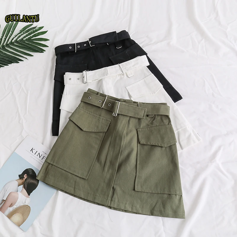 

Summer Sashes Casual Mini Skirt Women Short High Waist White Black Green Vintage Wrap Skirt Female Bandage Office Streetwear