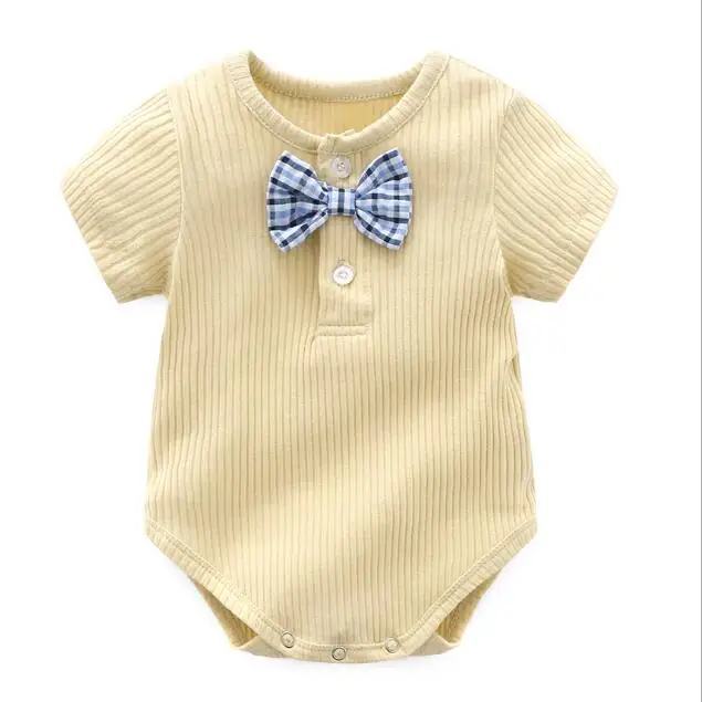 Orangemom Официальный магазин Лето нежный галстук Одежда для маленьких мальчиков Одежда для младенцев милый 5 цветов костюм для новорожденного ребенка боди - Цвет: yellow