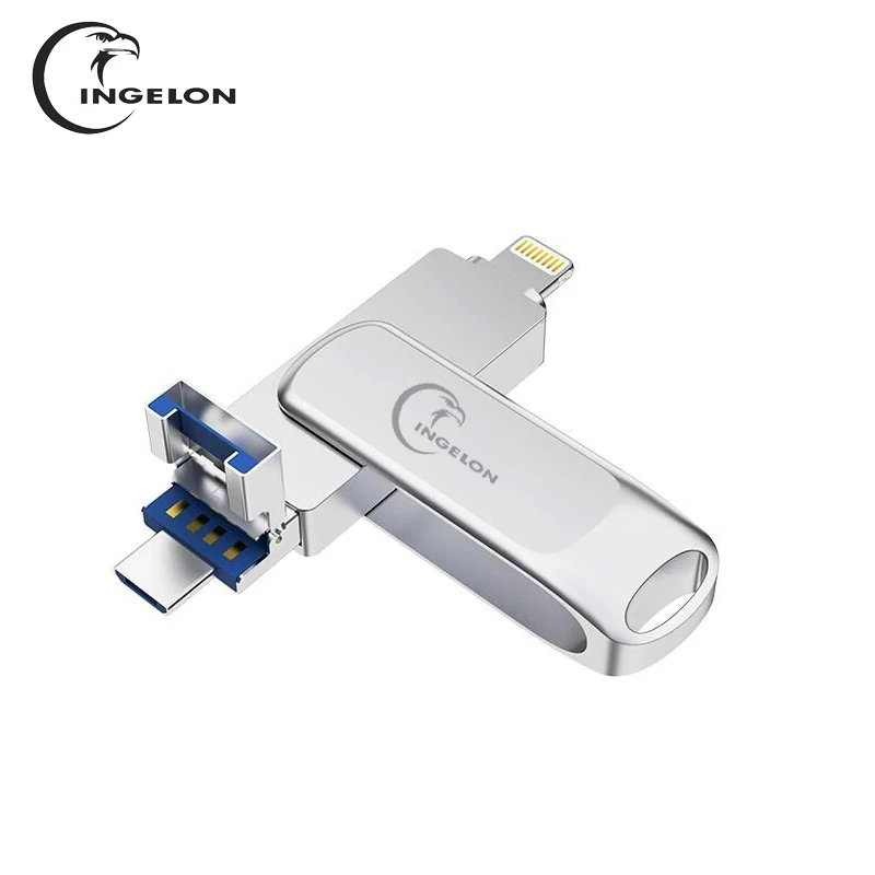 Ingelon Cle флеш-накопитель usb 3,0, 32 ГБ, 64 ГБ, 128 ГБ, металлический usb-накопитель, 32 ГБ, usb c type C, для iPhone 6, 7, 8, флешка