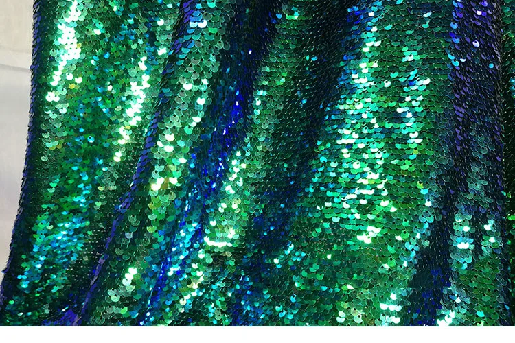 

Green Blue Mermaid Sequined Fabric Gradient Symphony Freeze Ice Blue Sequins Reverse Embroidery Fabric For Dress Bag Shoes Decor
