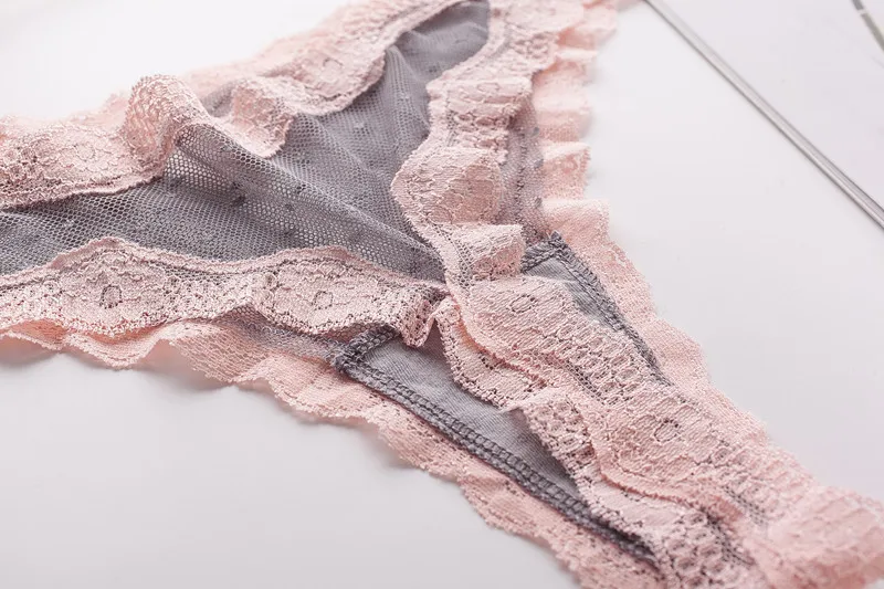 Sexy Lace Women Thongs G String Tempting Transparent Mesh Briefs Cotton Underpants Cute Dot Underwear Female Panties Hipster Lingerie (13)