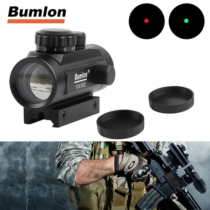 

Tactical Hunting Holographic 1x40mm Airsoft Red Green Dot Optical Sight Rifle Scope 11-20mm Weaver Rail Mount 5-0013