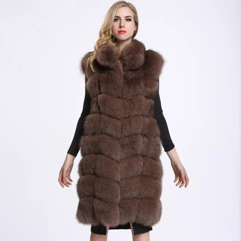 La Manteau Plus Uppin Taille Long Khaki Fourrure noir blanc Avec Femmes Artificielle Argent Faux 2018 De dark Renard Gilet D'hiver Fashion Moyen Col dark Grey F7wqaF