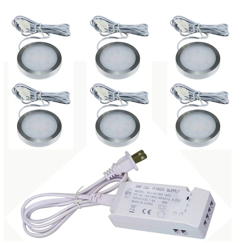 1/3/6 قطعة LED إضاءة الخزانة 2 W مع 12 V محول الطاقة إضاءة داخلية ل تحت المطبخ مجلس الوزراء المنزل خزانة معرضا مصباح ديكور