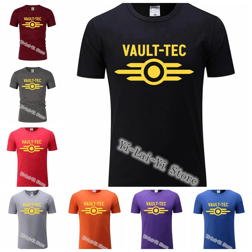 Летняя футболка с логотипом Vault Tec Gaming Video игра Fallout 2 3 4 Apparel TShirt Games Мужская футболка Vault-Tec Женская мода мужские футболки