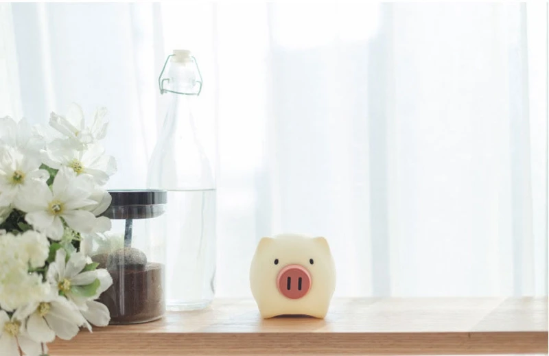 Creative Silicone Pig LED Night Light USB Charging Cute Table Lamp Bedroom Cartoon Toy for Kid Bedside Timing Sleep With Light (15)