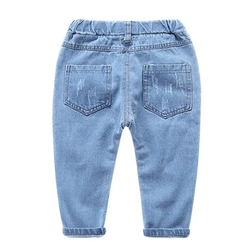 Детская одежда, джинсы, новые детские штаны, демисезонные хлопковые брюки с дырками для мальчиков и девочек 2-6 лет