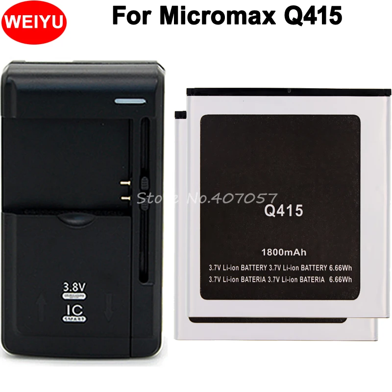 2 шт. Для Micromax Q415 аккумулятор 1800 мАч высокое качество + универсальное зарядное