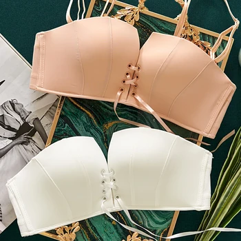 

Hot Sale Lingerie Sexy Women Seamless half Cup Push Up Underwear fashion dress Bra Set Yellow Lucky Girl Gift belt Intimates