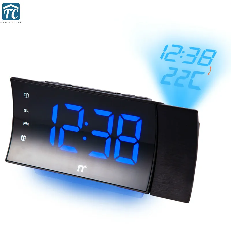 BEST QUALITY  Projection Alarm Clock Led Display Time Digital Thermometer Snooze Rotating Electronic Bedroom Fm R
