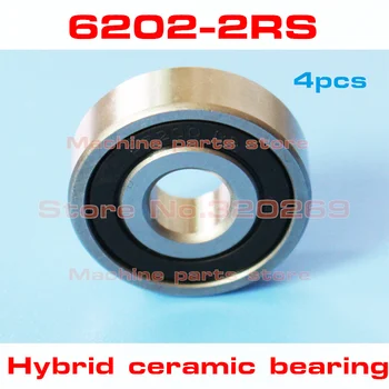 

4pcs radial 6202RS S6202 2RS 15*35*11 15x35x11mm stainless steel hybrid ceramic ball bearing Si3N4 bike hub part