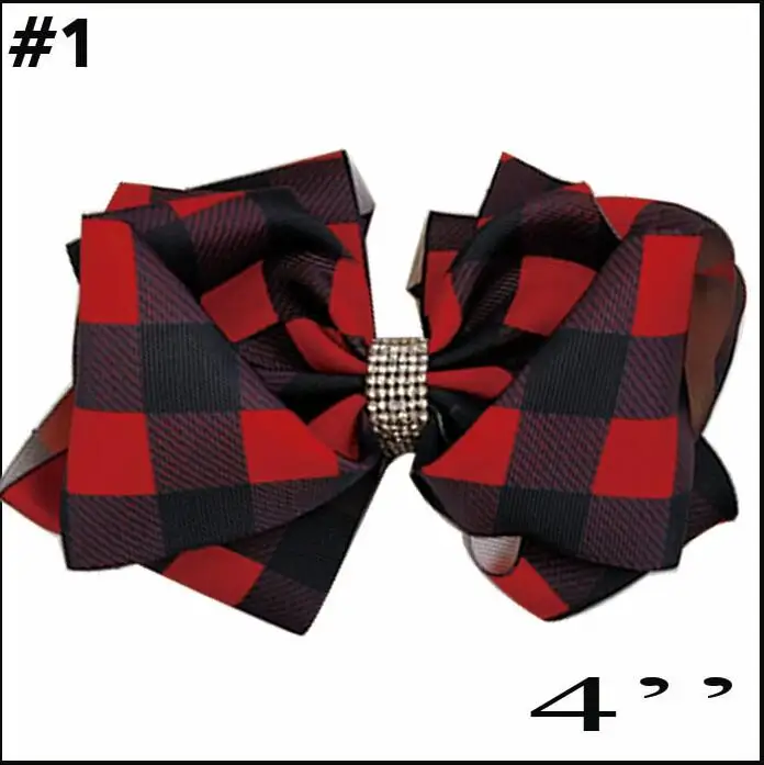 free shipping 10pcs Buffalo Plaid bows christmas Hair Bows With Clips plaid Kids Girls Princess Handmade Boutique bows