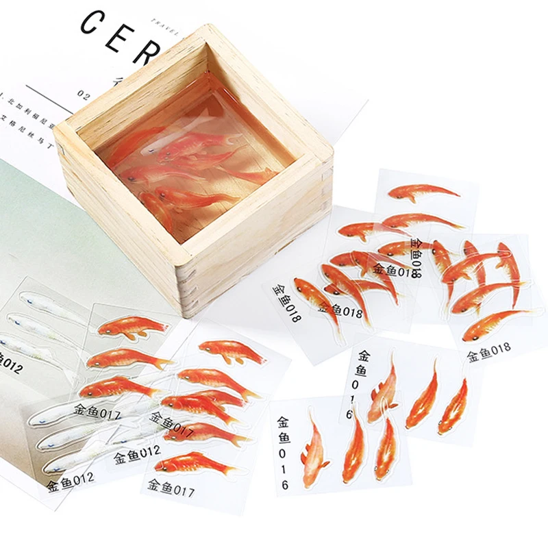 

3pcs Creative 3D Simulation Red Fish Resin Decorative Sticker Fit DIY Phone Case Molds Micro Landscape Scrapbooking Stickers C79