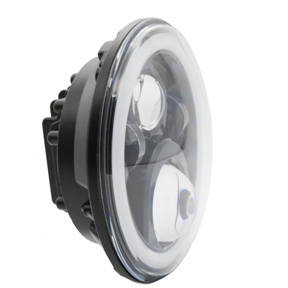 7 inch Round Motorcycle LED Headlight DRL with white Halo Angel Eyes H4 Motorcycle Headlight LED For Chopper Motorcycle