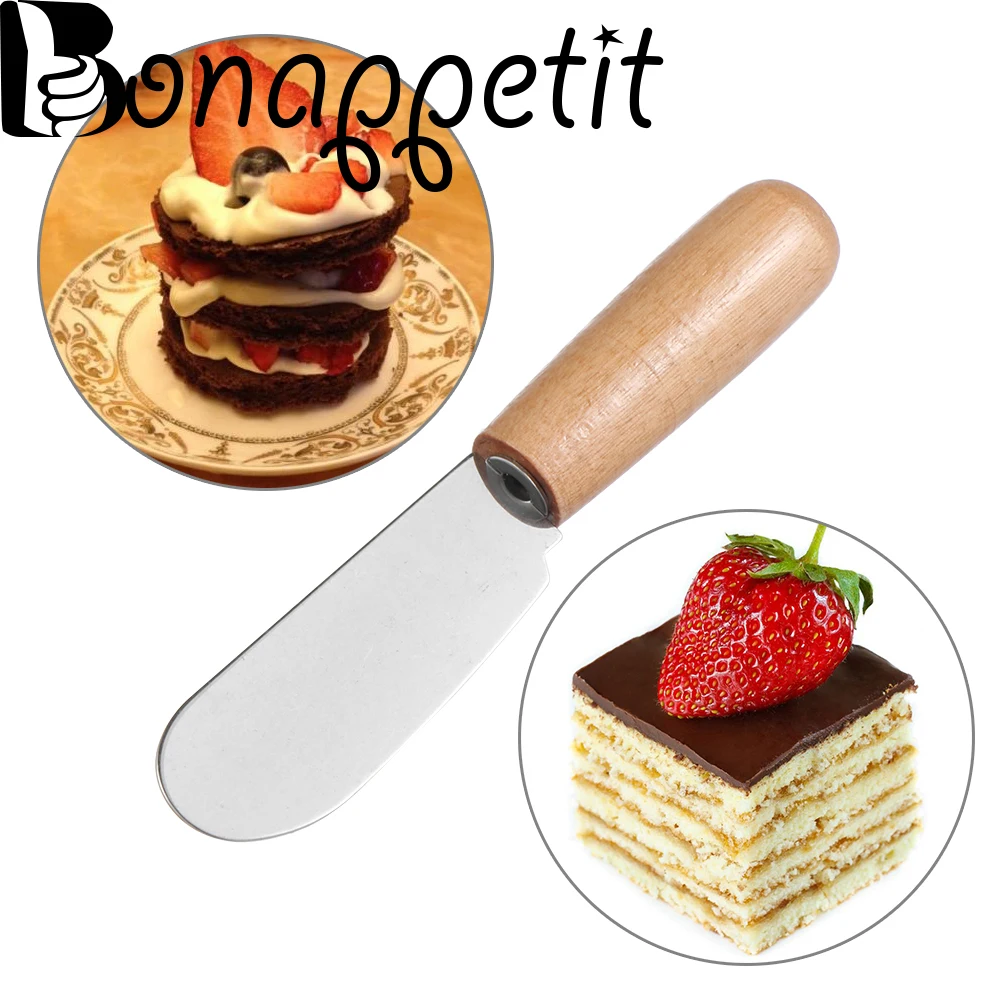 

1/2PCS Mini Wooden Handle Sandwich Spreader Butter Cheese Slicer Knife Scraper Knives Kitchen Baking Tools