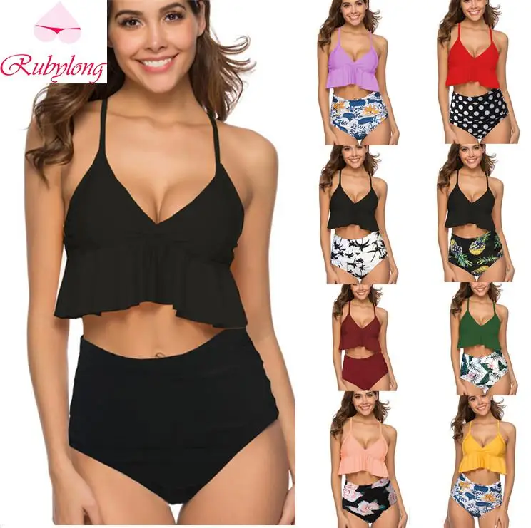 

Rubylong 2019 High Waist Bikini Set Female Push Up Strap Swimsuit Women Vintage Bikini Sexy Retro Swimwear Bathing suit Biquini
