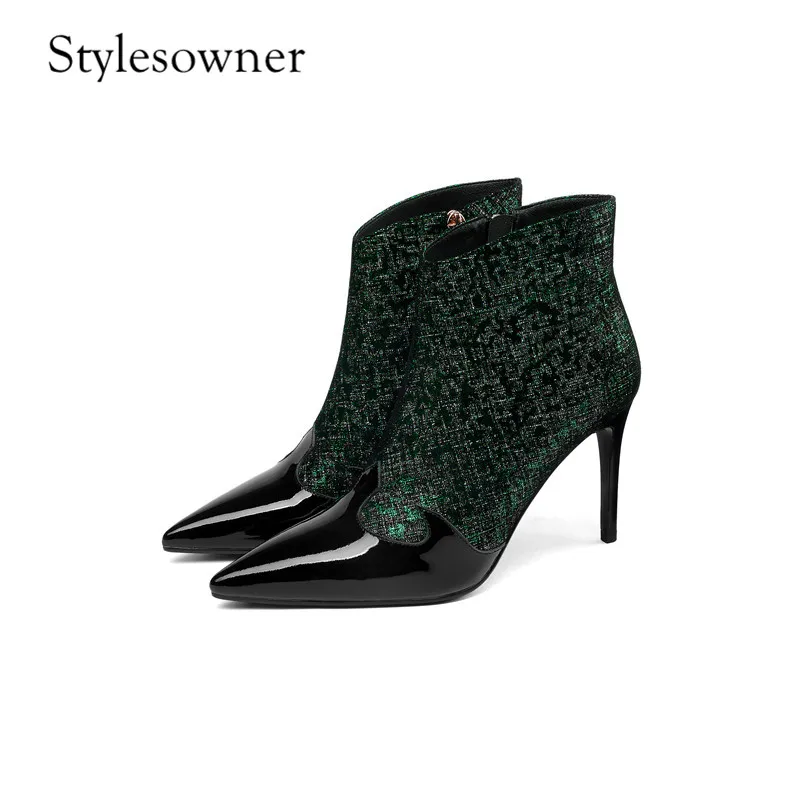 Stylesowner 2018 New Style Fashion Trends Classics Woman Short Boots Pointed Toe Sheepskin Super Thin High Heels Ankle | Обувь