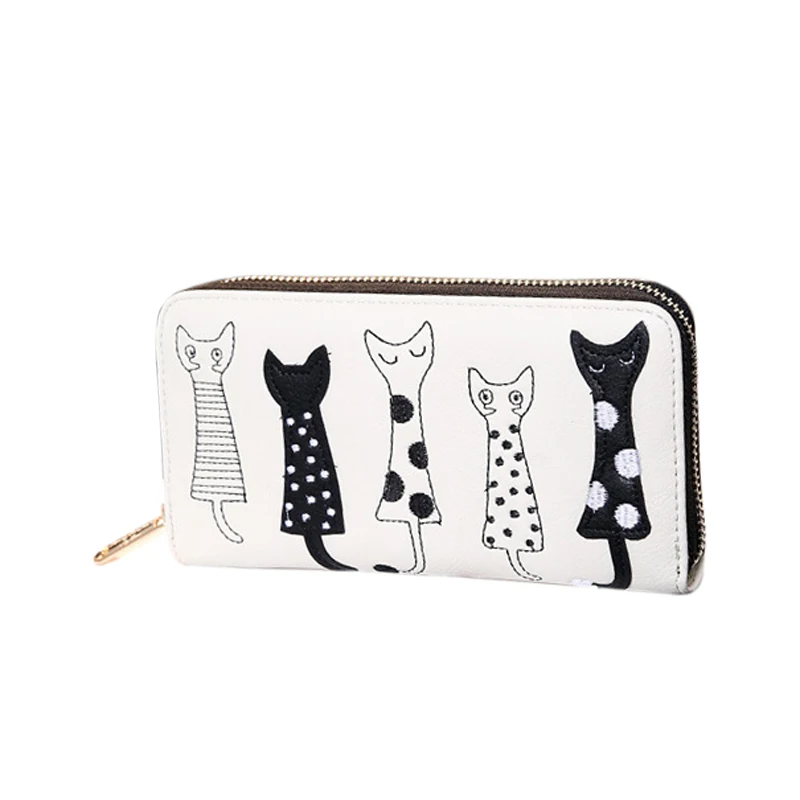 

NIBESSER Kawaii Cartoon Wallets Women Embroidery Credit Wallet Women Clutch Fashion Long Money Pouch Girls Coin Purse Cat Bag