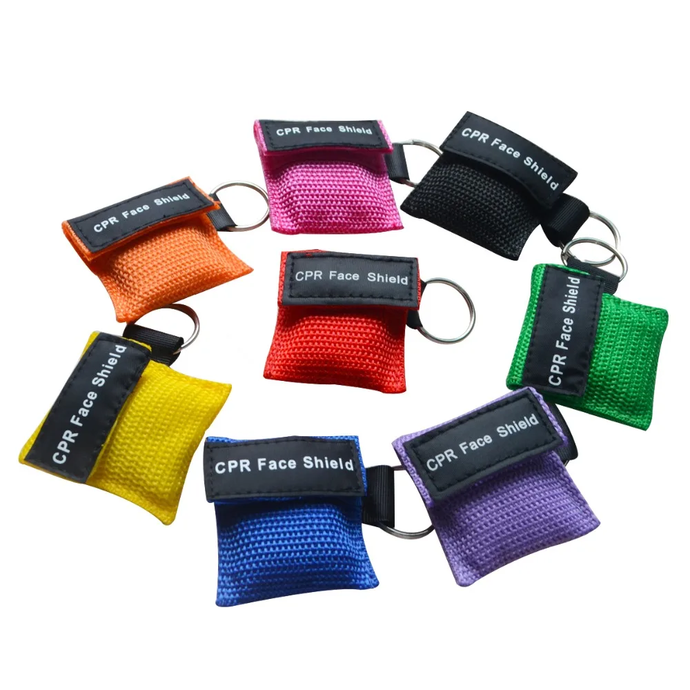 1PCS New CPR Face Shield Resuscitator Mask Keychain Emergency Face Shield First Aid CPR Mask For Health Care Tools 8 Colors