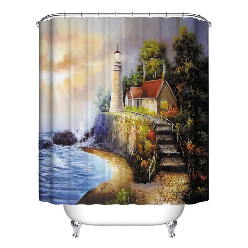 

New Home Bath Room Decor Verious Nature Forest Bathroom Shower Curtain Waterproof Polyester Home Decor 12 Hook