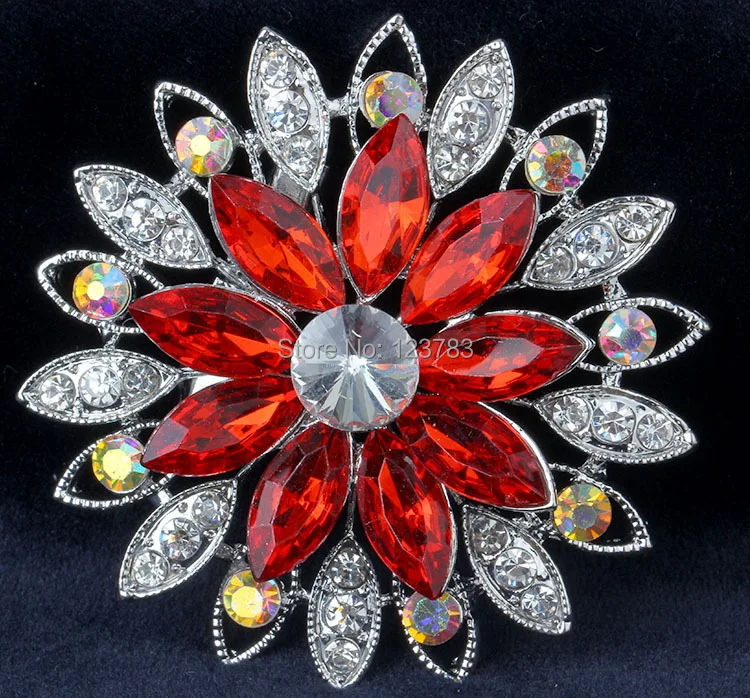 

2017 Fashion Delicate Rhinestone Brooch Resin Redbud Hollow Out Corsage Personality Multicolor Flower Corsage Pin Cape Buckle