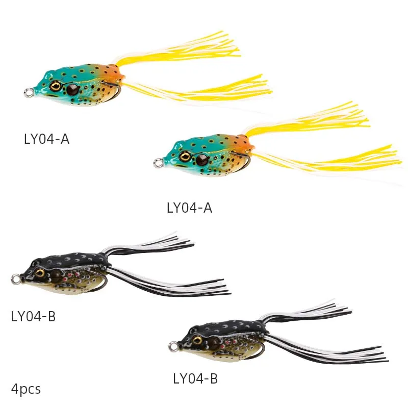 TSURINOYA LY04, приманка в виде лягушки, 4 шт., 40 мм, 5 г, снейкхед, двойные конские хвосты, двойные крючки, хвост, искусственные мягкие приманки в виде лягушки - Цвет: LY04-4pcs