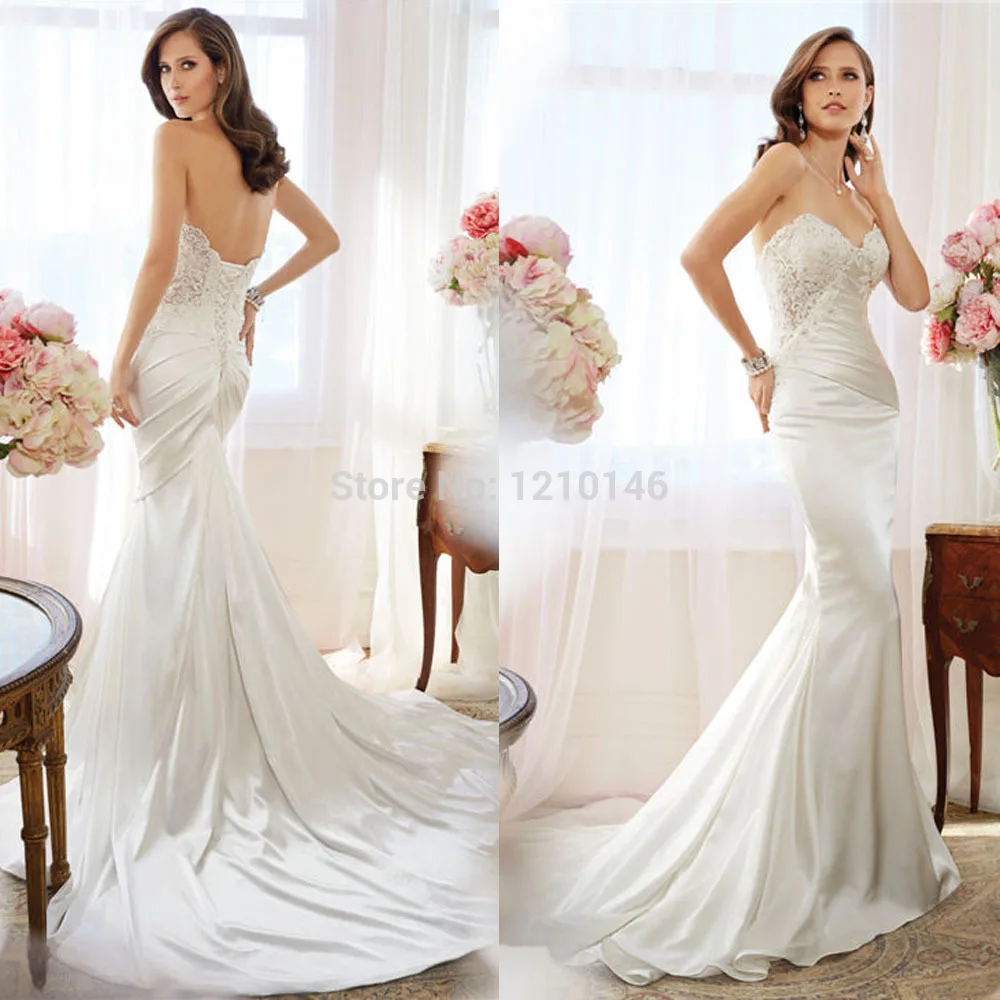 Charming Strapless Sweetheart Applique Lace-up Mermaid Wedding Dress 2015 New Arrivals | Свадьбы и торжества