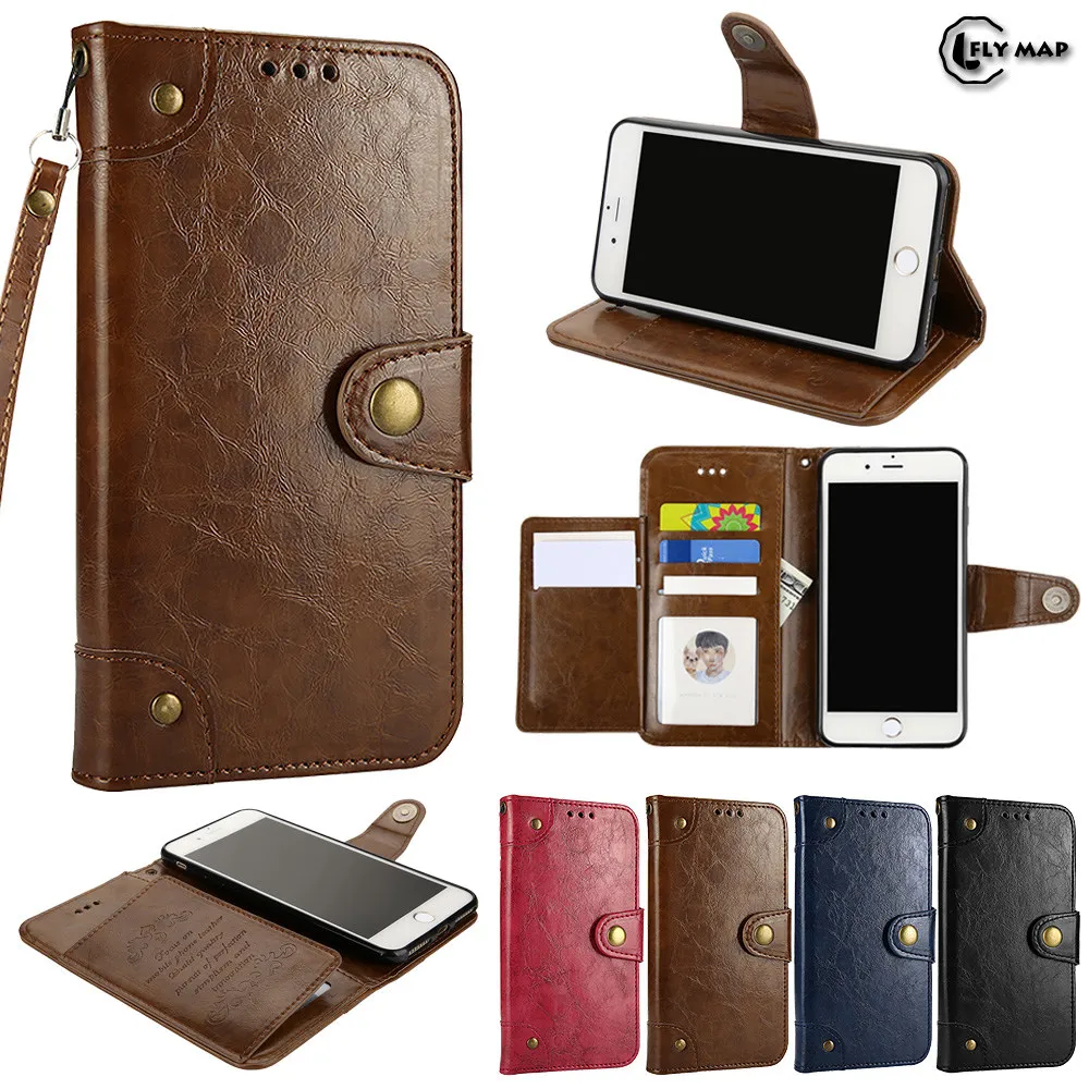 Koop Coque Voor APPLE iphone 7 Plus Case Portemonnee Flip PU Lederen Cover Apple Voor iphone7 Plus 7 PLUS Retro Olie Wax Flip Case