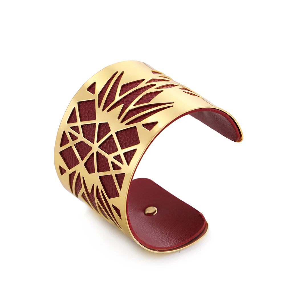 SKYRIM серебряные золотые браслеты для ношения поверх рукава браслеты для женщин индийские ювелирные изделия полые из искусственной кожи Manchette жоржет браслет Femme - Окраска металла: RED