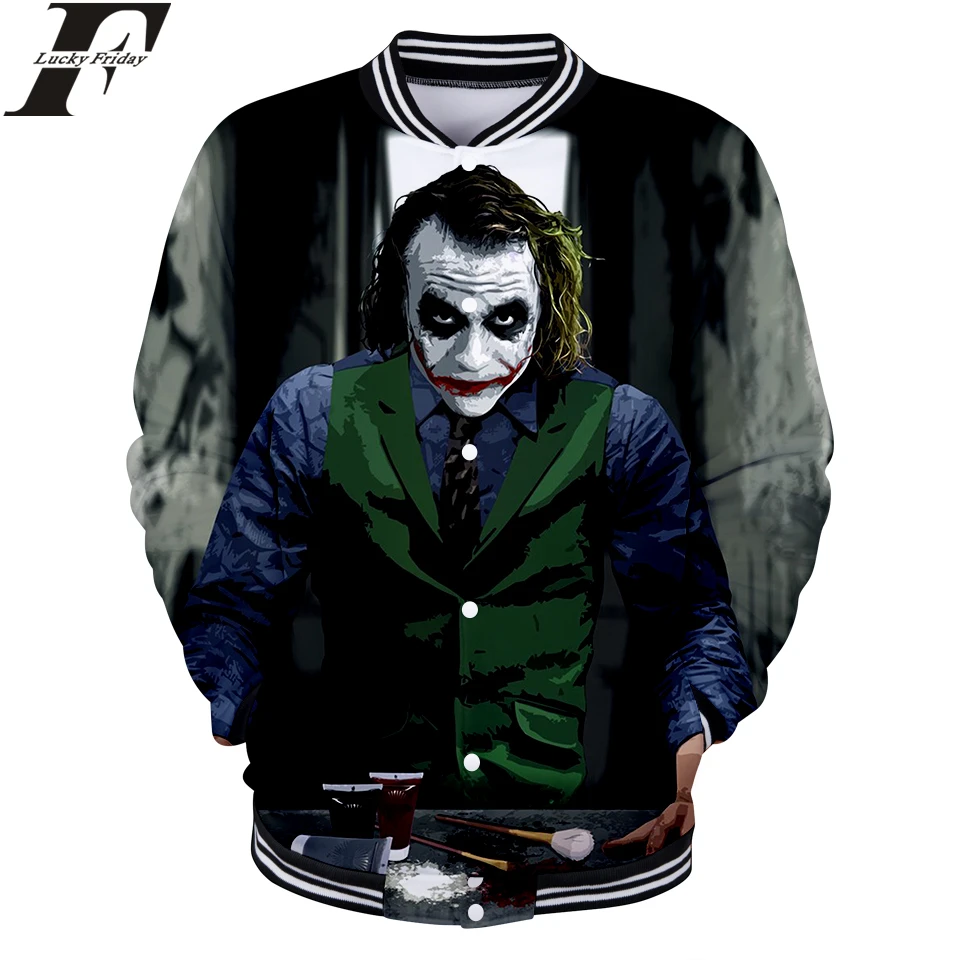 Бейсбольная куртка LUCKYFRIDAYF Joker с 3D изображением героев аниме Мужская/Женская