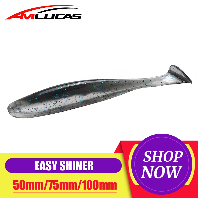 

Amlucas 6pcs/lot Easy Shiner Fishing Lures 50mm 75mm 100mm Swimbait Wobblers Double Color Artificial Silicone Soft Bait Carp