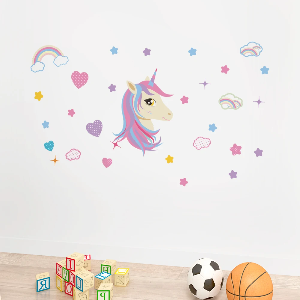 Радужные пони аниме наклейки на стену My Little Horse 3d ПВХ украшение для детской