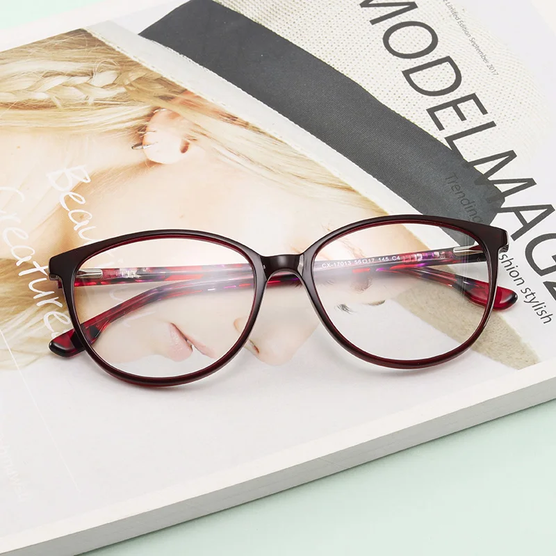Women Transparent Round Spectacles Prescription Goggles Female Grade Designer Slingshot Hinge Corrective Glasses#CX-17013 |