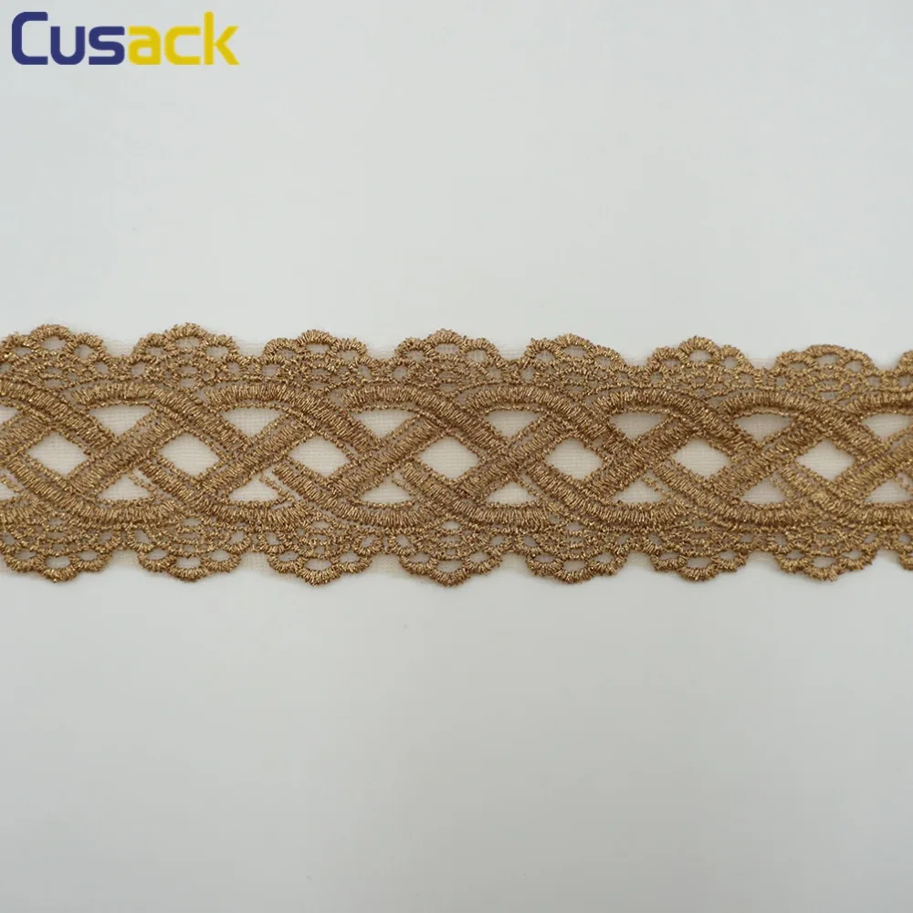 Кружевная лента Cusack 2 ярда 5 см кофейная золотая линия аксессуары для волос сделай