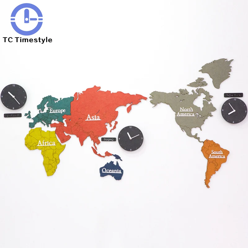 

Creative Colorful World Map Clock Bedroom Mute 14 Inch Wall Clock Living Room Modern Hanging Clocks Decorate Home