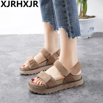 

XJRHXJR New 2020 Summer Shoes Women Sandals Flat Platform Shoes Sweet Women's Beach Sandals Thick Sole Big Size 43