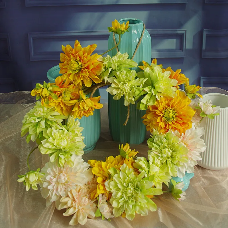 

INDIGO-Unique Design Dahlia Door Hunging Wreaths Door Linter Flower Spring Arrangement Wedding Door Party Event Free Ship
