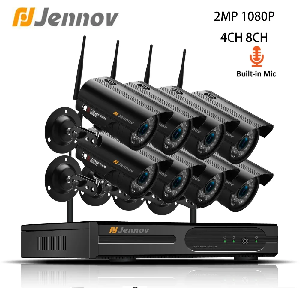 

Jennov 8CH 1080P Audio System Wifi IP Camera CCTV Set Video Surveillance Kit 2MP NVR Set P2P Security Camera System Wireless