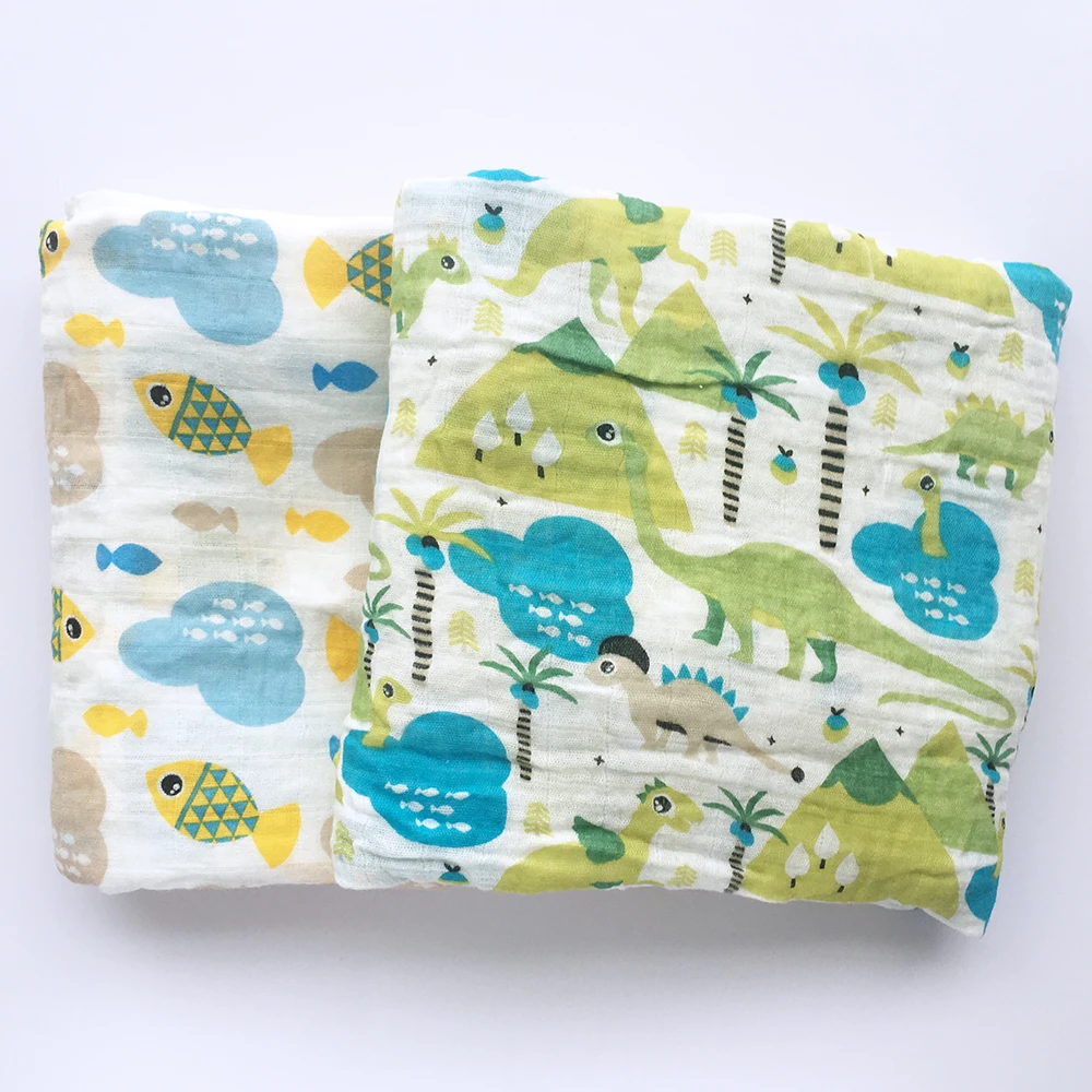 Муслин Хлопок детские пеленки печати муслиновые одеяла для новорожденных постельные принадлежности младенческой пеленать полотенца для