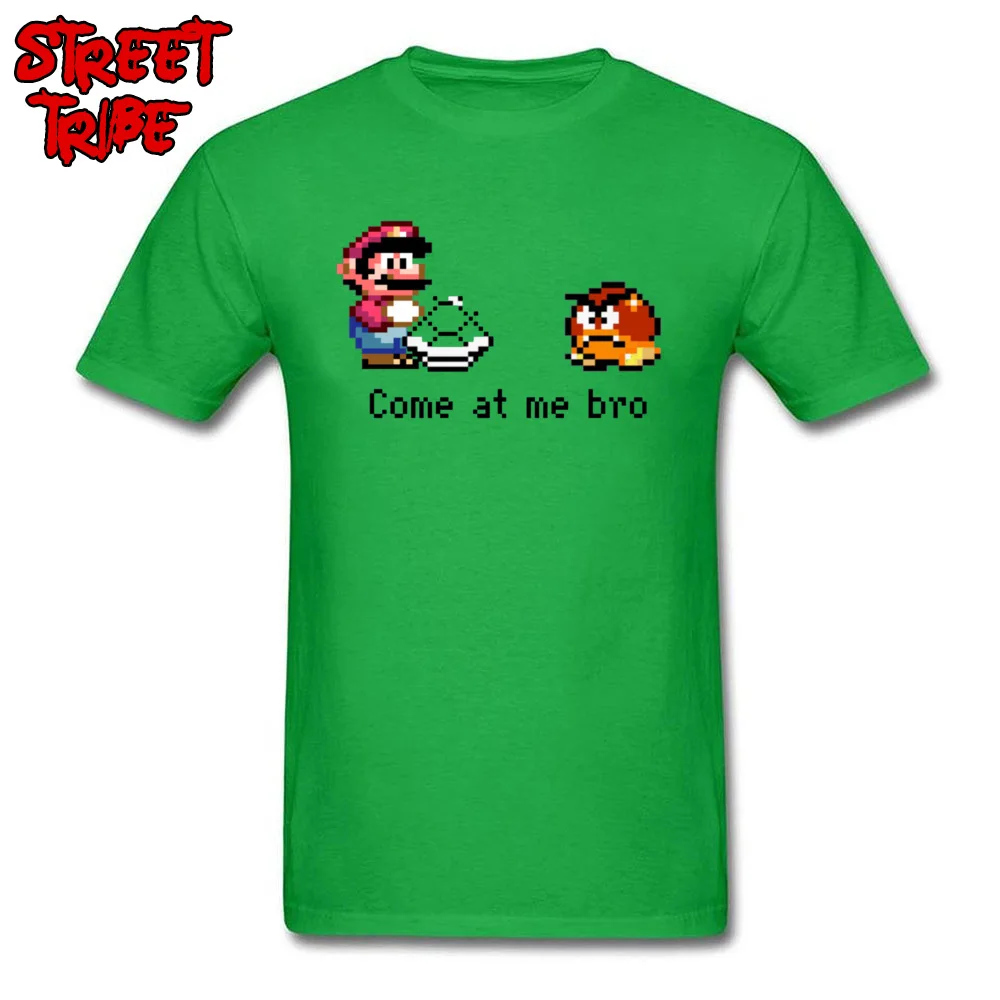 

Funny Tshirt Come at me Bro Mario Male Tops T Shirt Printed Super Mario T-shirt For Men Discount Green Clothes Pixel Game Design